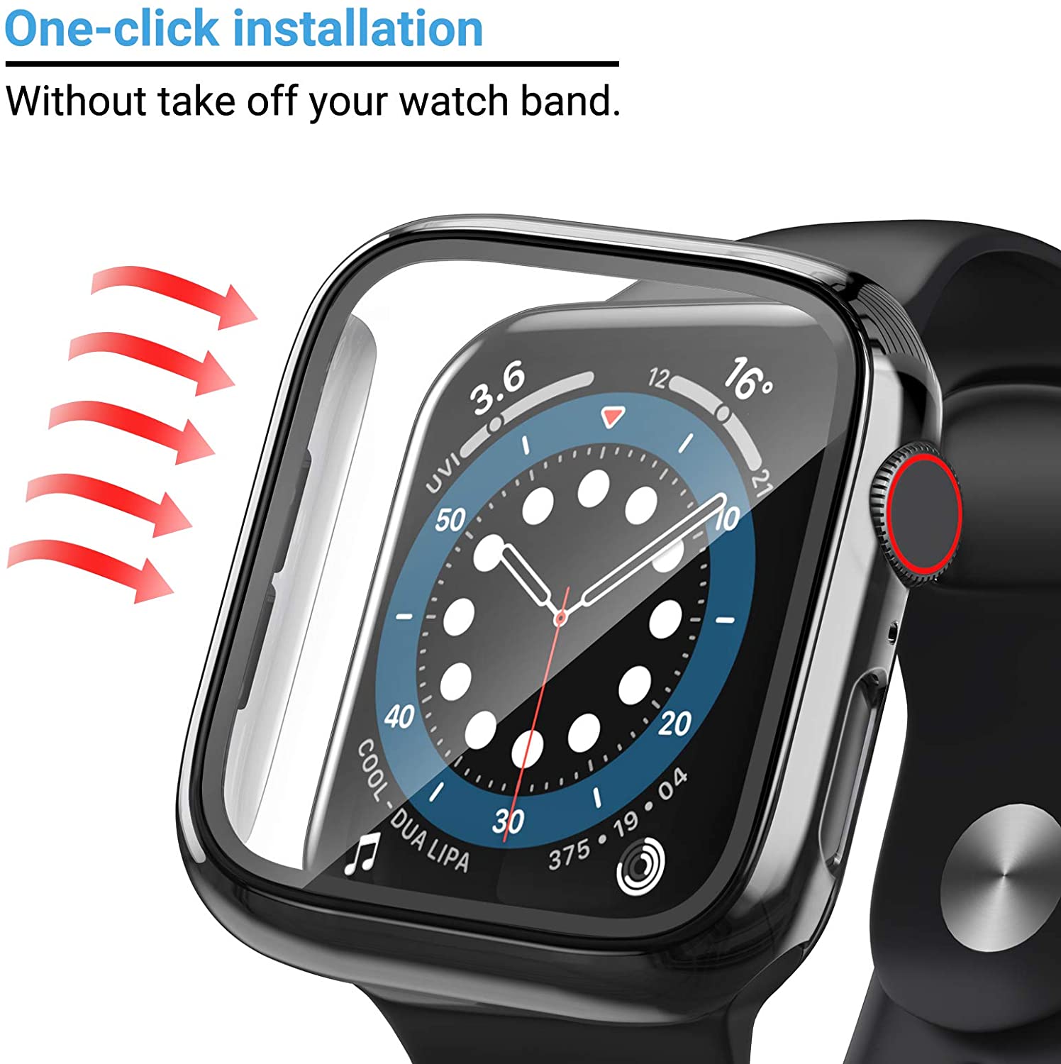 유리 + 커버 Apple Watch 케이스 44mm 4 - Smartwatch Band Accessories 리뷰 및 가격