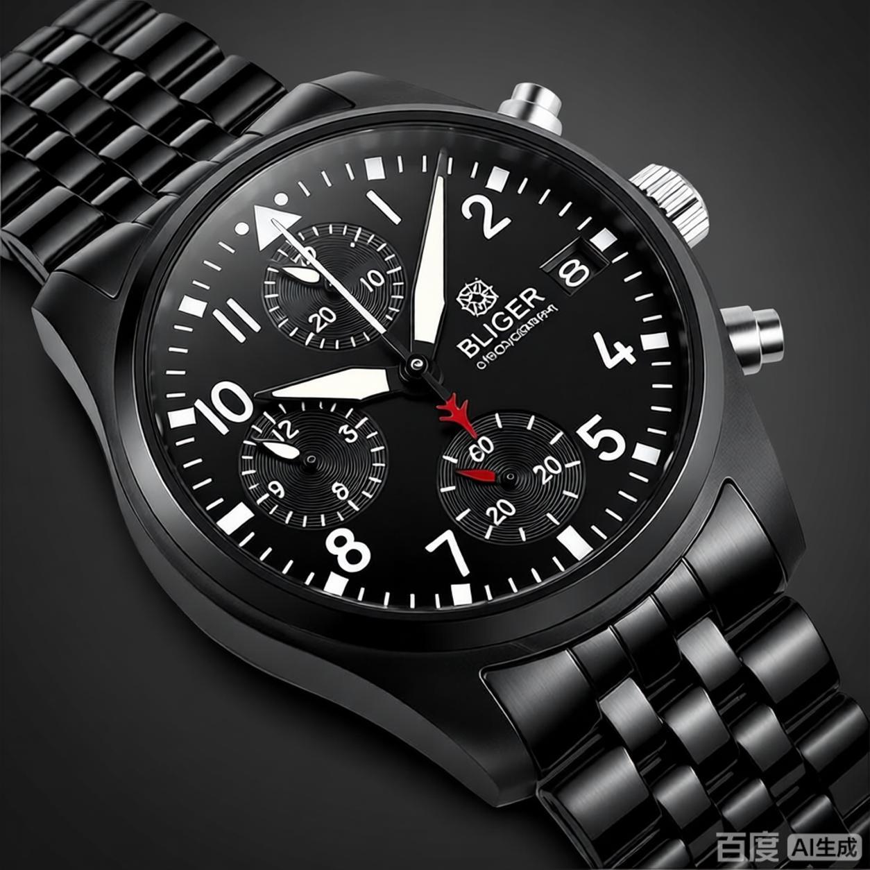 BLIGER 풀 블랙 브러시드 38mm VK67 쿼츠  - Accessories With Watch 리뷰 및 가격