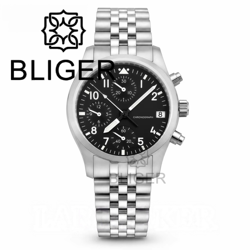 BLIGER 풀 블랙 브러시드 38mm VK67 쿼츠  - Accessories With Watch 리뷰 및 가격