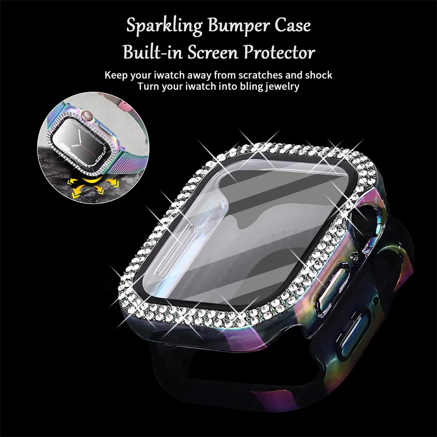 Apple 시계 케이스 용 다이아몬드 커버 45mm 4 - Smartwatch Band Accessories 리뷰 및 가격