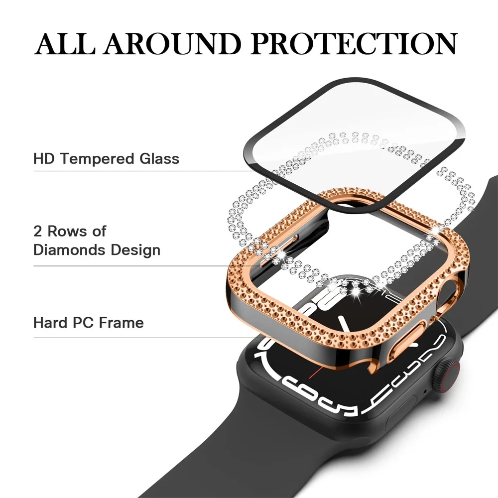 Apple 시계 케이스 용 다이아몬드 커버 45mm 4 - Smartwatch Band Accessories 리뷰 및 가격